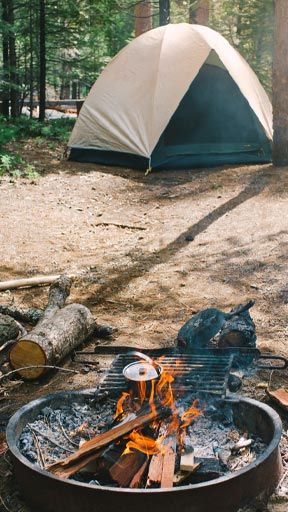 Outdoor camping in a tent